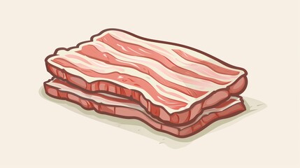 Cartoon Raw Bacon Pork Meat Piece Vector Illustration