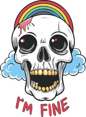 Skull with Clouds and Rainbow: Creative Icon