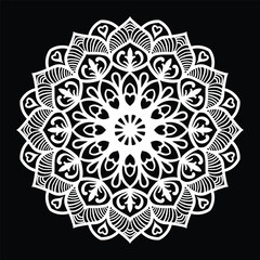 Beautiful black white mandala line art for coloring book vector