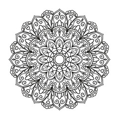 Easy Mandala Black and White Circle Outline - Mandala Coloring Pages for Adults and Kids