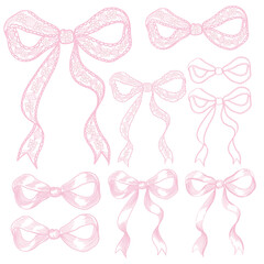 Vector of lace fabric ribbon, hand-drawn fashionable illustration in vintage style.