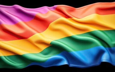 Fototapeta premium A vibrant rainbow flag waves, symbolizing LGBTQ+ pride, diversity, and inclusivity, showcasing bright colors that represent love and acceptance.