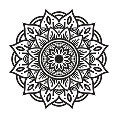 Beautiful black white mandala line art for coloring book vector