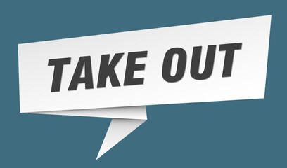 take out banner. take out speech bubble, label, sticker, sign template