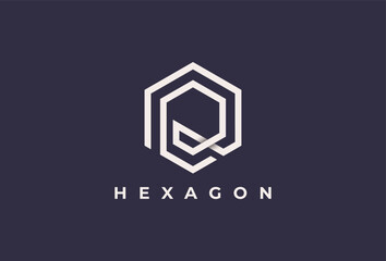 Abstract Outline Hexagon Vector Logotype Design. Minimal Connection Logo Concept. Usable for Business Branding Identity related with Technology, Integration, teamwork, community, unity, interaction,