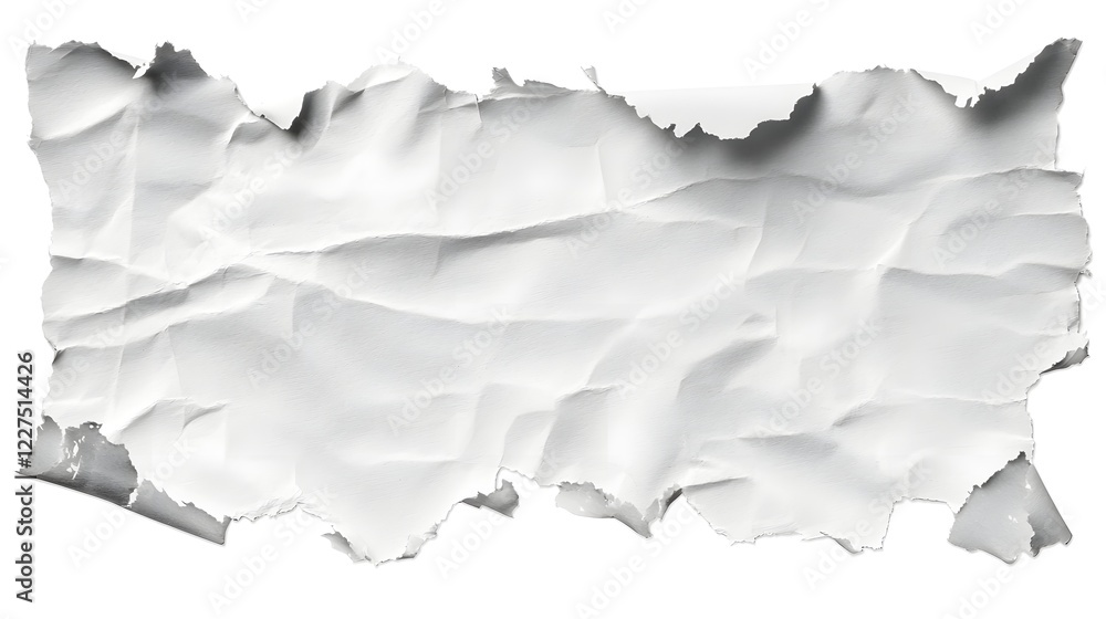 Leinwandbilder Ripped and torn white paper strips with irregular edges on a solid black background creating a striking contrast and texture effect perfect for creative design elements layouts