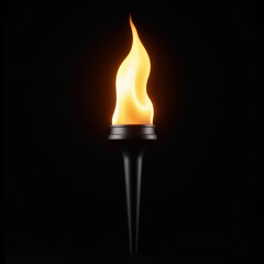 Burning Torch on Black Background: A Symbol of Hope and Remembrance