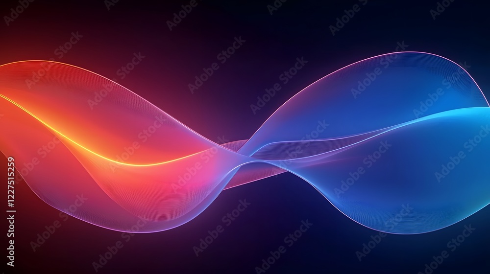 Poster Captivating Neon Infused Abstract Background with Glowing Curvy Lines for Modern Wallpaper Designs  This 3D rendered image features a dynamic and vibrant visual composition of luminous
