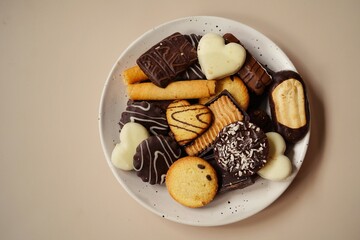 Assorted chocolate covered shortbread butter cookies