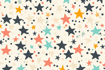 Colorful star pattern with varying sizes and colors on a light background, ideal for playful designs