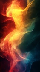 Fototapeta premium Abstract Swirls Of Vibrant Red, Orange, And Teal Colors Create A Dynamic, Energetic, And Ethereal Atmosphere.