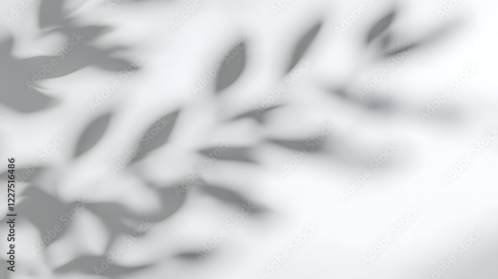 Poster Subtle and Natural Tree Leaves Shadow on Bright White Wall Background with Soft Lighting Creating a Peaceful and Stylish Design Element
