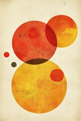 Abstract Overlapping Watercolor Circles, Warm Hues on Canvas Background with Copy Space