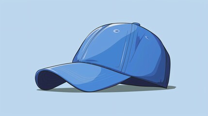 Sport baseball blue cap with visor cartoon illustration