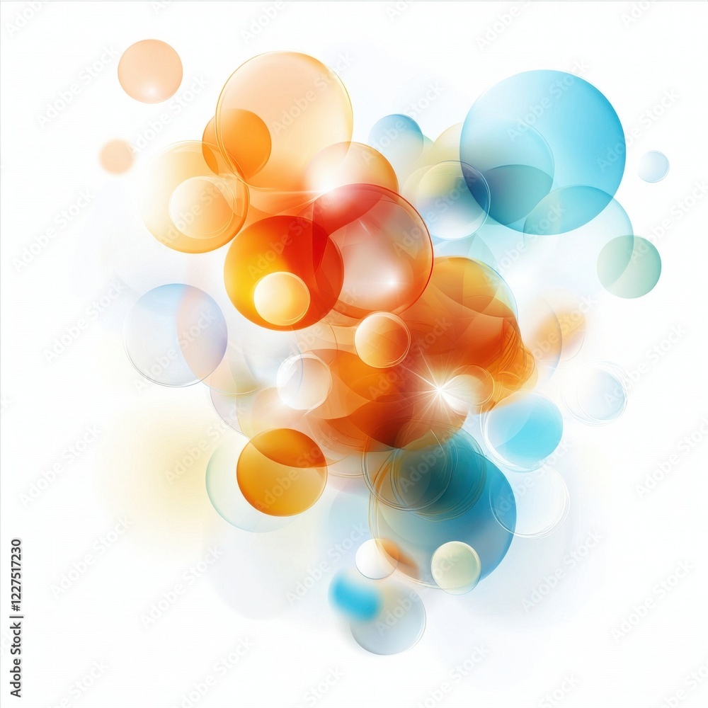 Poster abstract colorful orbs blend harmoniously, creating a vibrant and dreamy composition with soft gradi