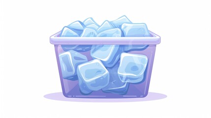 Cartoon Ice Container Icon: Cooling Plastic Box for Beverages - Stock Image