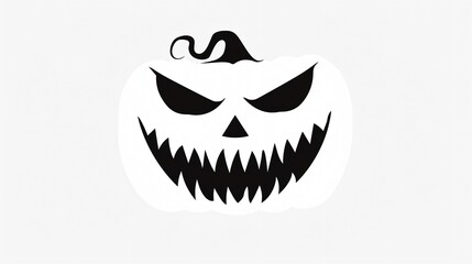 Spooky Halloween Pumpkin Carving Stencil with Black Smile Silhouette