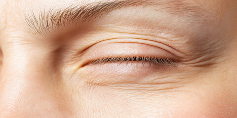 Obraz premium Close-up of Human Eye and Periorbital Skin Texture