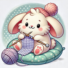 Charming Bunny Creating a Delicate Pastel Scarf with Needles
