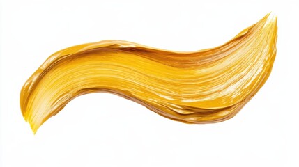 Bold textured yellow paint stroke with visible bristle marks on white