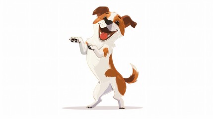 Cute Cartoon Dog Performing Funny Trick at Pet Show Stand on Two Legs