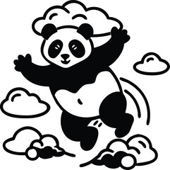 Stylized Panda Art: Whimsical Cloud Design