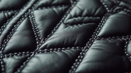Fototapeta premium Close-up of quilted leather with precise stitching, showcasing luxury and craftsmanship, no objects