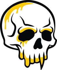 Stylized Skull with Drips: Vector Artwork