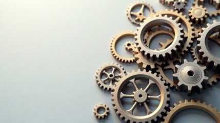 Interlocking Metallic Cogwheels A Symbol of Complex Teamwork and Precision Engineering