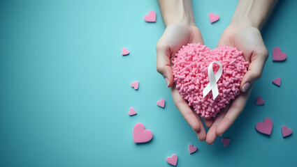 World Cancer Day.  A digitally enhanced awareness ribbon. Breast cancer awarness.