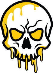 Yellow and Black Dripping Skull Graphic