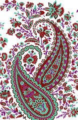 Colorful Paisley pattern for textile, cover, wrapping paper, web. Ethnic vector wallpaper with decorative elements. Indian decorative backdrop