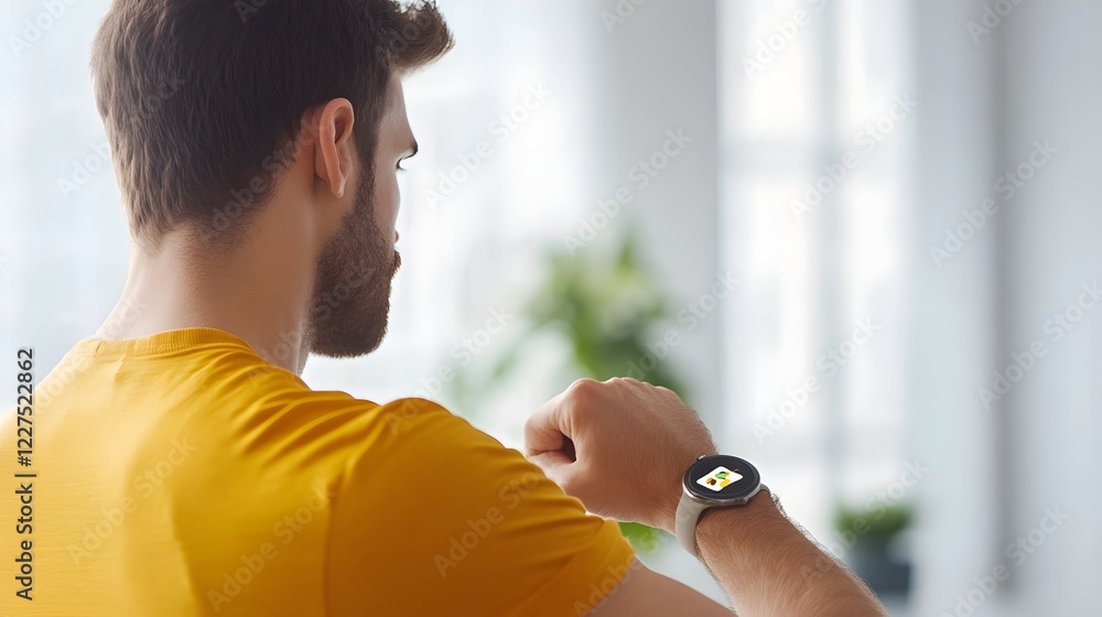 Aufkleber a man using a smartwatch with a fitness tracking app displayed on the screen