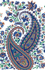 Colorful Paisley pattern for textile, cover, wrapping paper, web. Ethnic vector wallpaper with decorative elements. Indian decorative backdrop