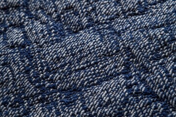 Close-up texture of blue denim fabric with detailed weave and stitching