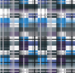Tartan plaid white black line fabric texture blue background seamless pattern ,Scottish cage