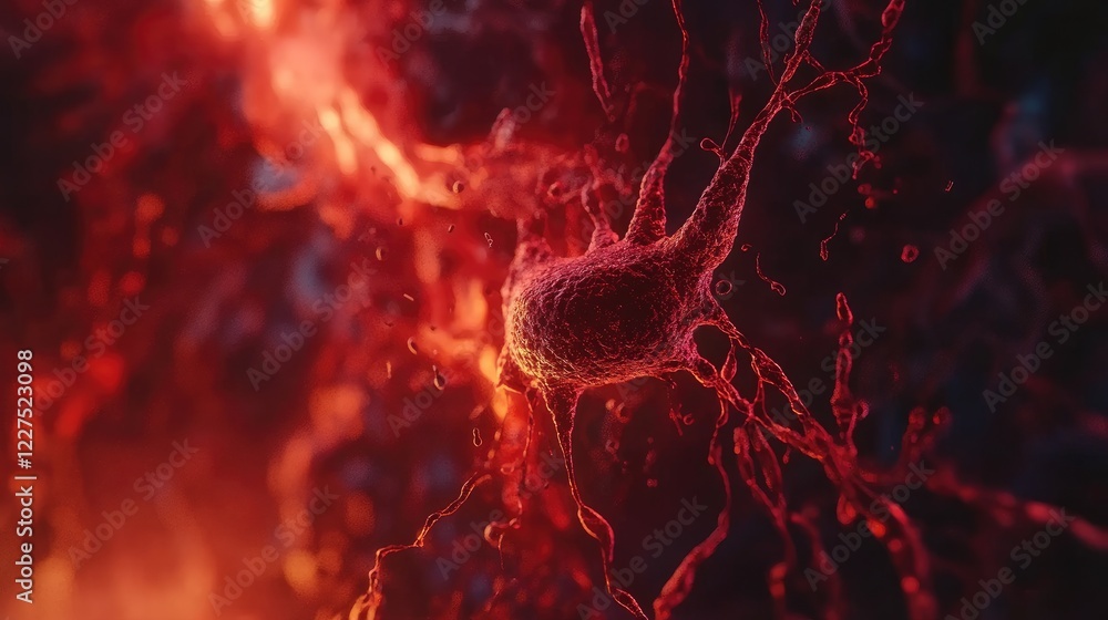Poster a stunning 3d animation of blood cells moving through a vein, captured from multiple angles, highlig