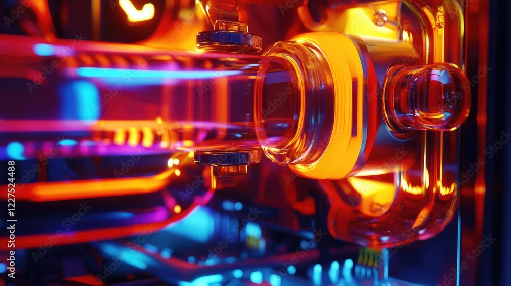 Aufkleber a stunning rgb-lit cooling system inside a custom pc build, showcasing bold and vibrant colors, crea