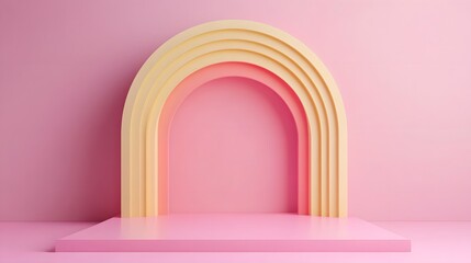 Fototapeta premium Minimalist Pastel Blank Banner with Soft Lighting 3D for Promotion