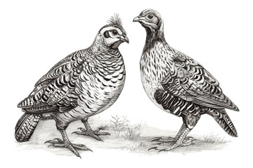 Hand drawn partridge illustration. Background with bird.