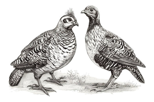 Hand drawn partridge illustration. Background with bird.