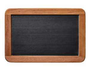 blank wooden framed chalkboard, vintage school blackboard, empty writing slate, isolated background
