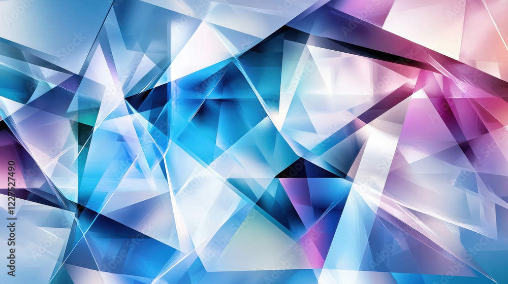 Poster bright geometric abstract design with overlapping transparent shapes and colorful hues