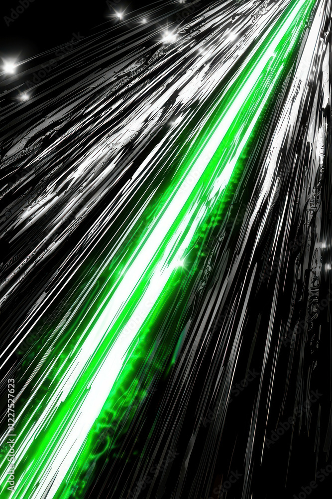 Aufkleber stunning green linear light effect on black background for dynamic visual applications
