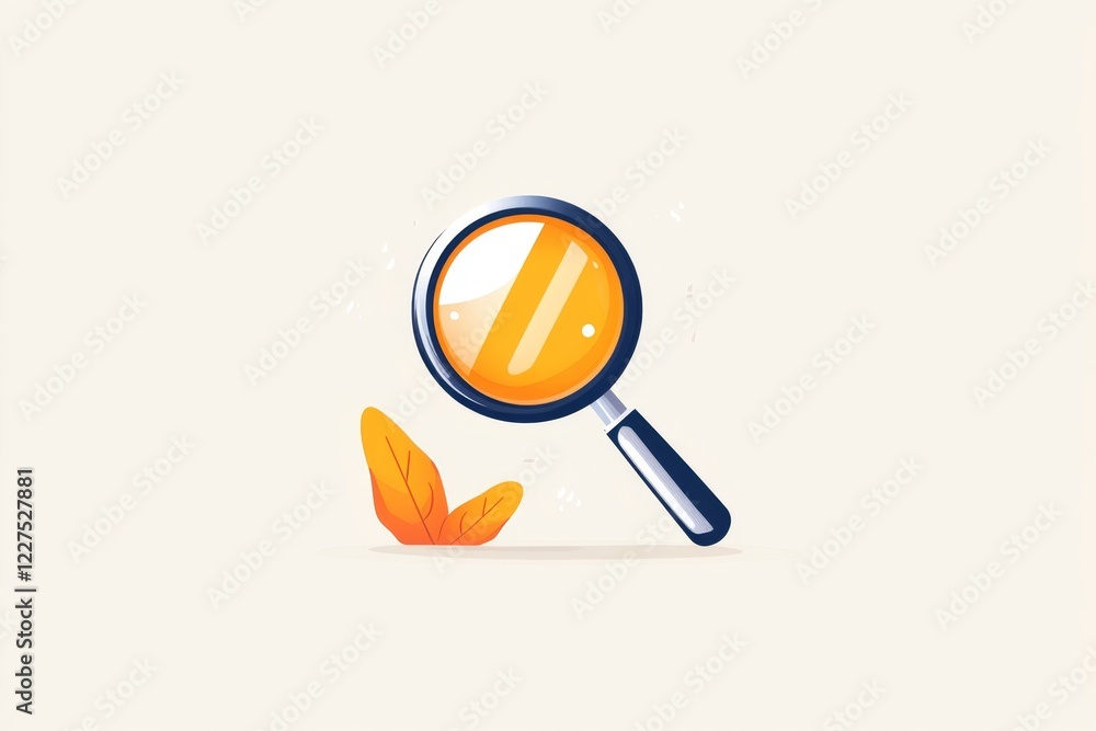 Aufkleber A simple flat design of a magnifying glass highlighting one circle in a grid of identical shapes, emphasizing a special focus