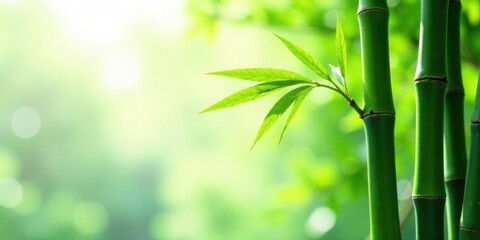 Serene Bamboo Grove Lush Green Stalks and Vibrant New Growth in a Peaceful Natural Setting