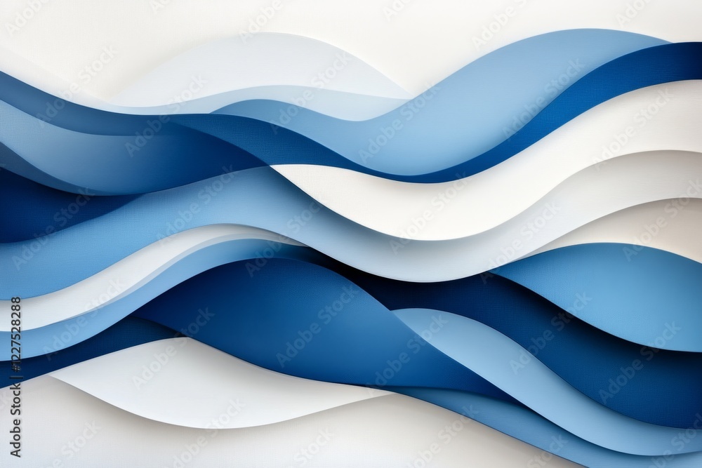 Poster A single bold line cutting across a serene wave pattern, visually disrupting the flow in a clean geometric composition