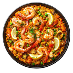Fototapeta premium Delicious Seafood Paella Dish on transparent background