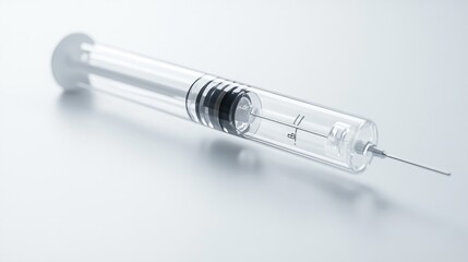 A transparent medical syringe on a white backdrop, emphasizing the precision, clarity, and importance of medical tools in healthcare and clinical settings