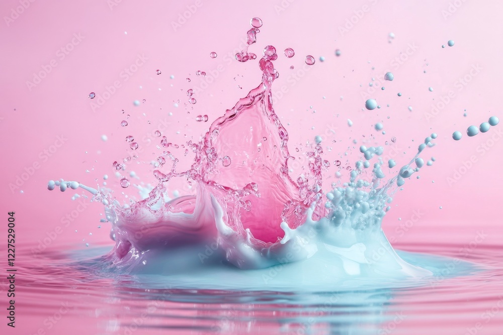 Poster a single drop of colorful ink spreading into clear water, creating a distinct and mesmerizing patter